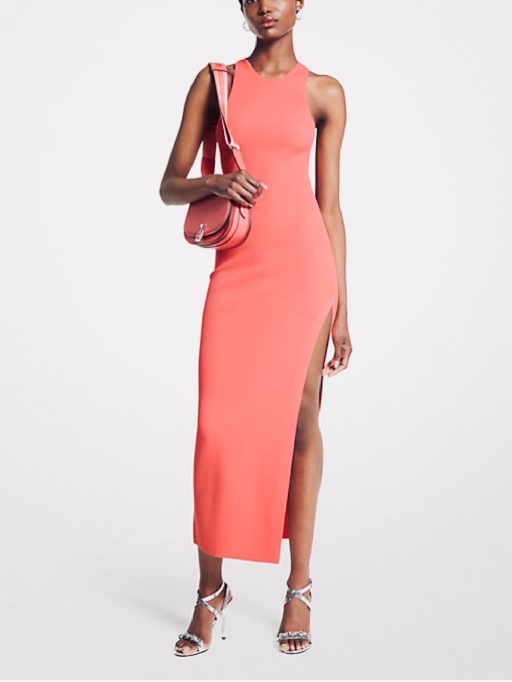 MICHAEL Michael Kors Desert Flower Ribbed Knit Midi Dress NWT Size L Bodycon